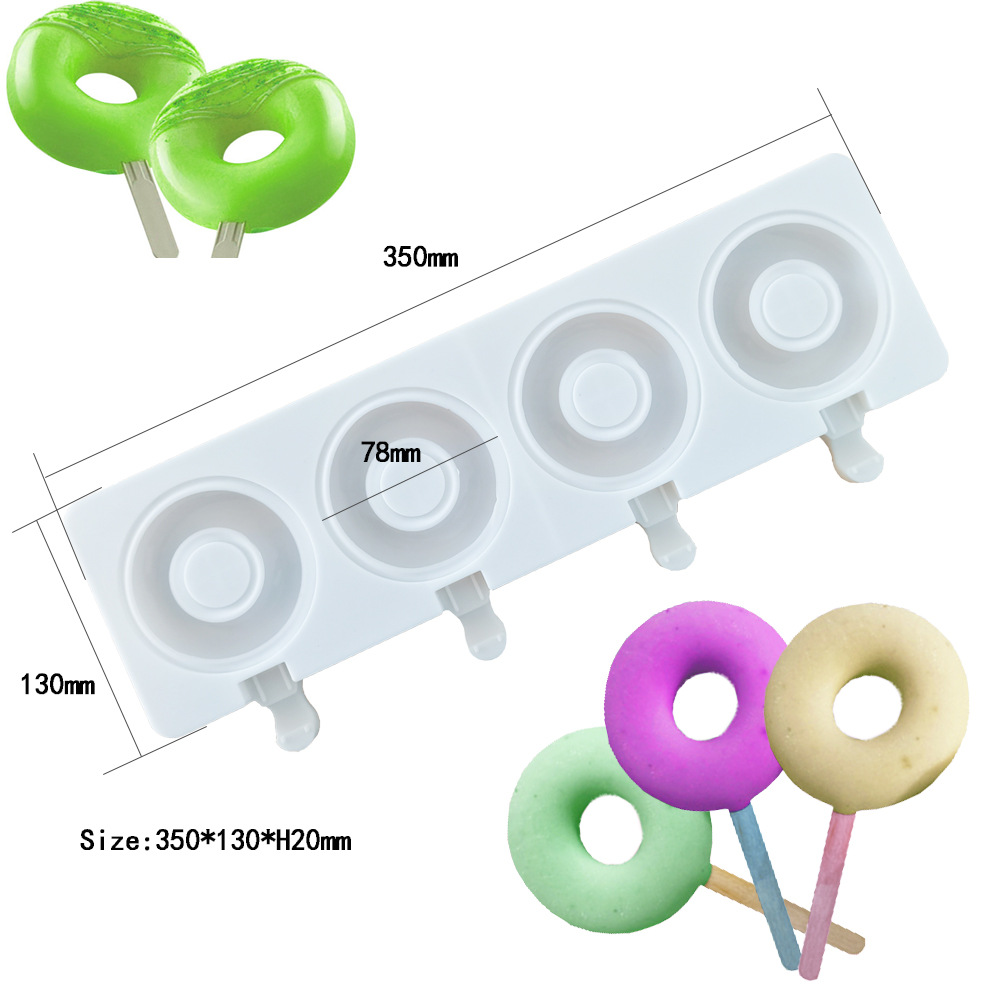 Donut Mold Silicone - Large Donut 4 Cavity Ice Cream