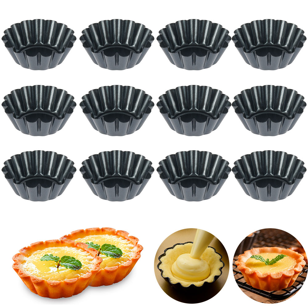 12Pcs Pan Mold Tart Quiche Fla - Egg Waffle Pan のレビューと価格
