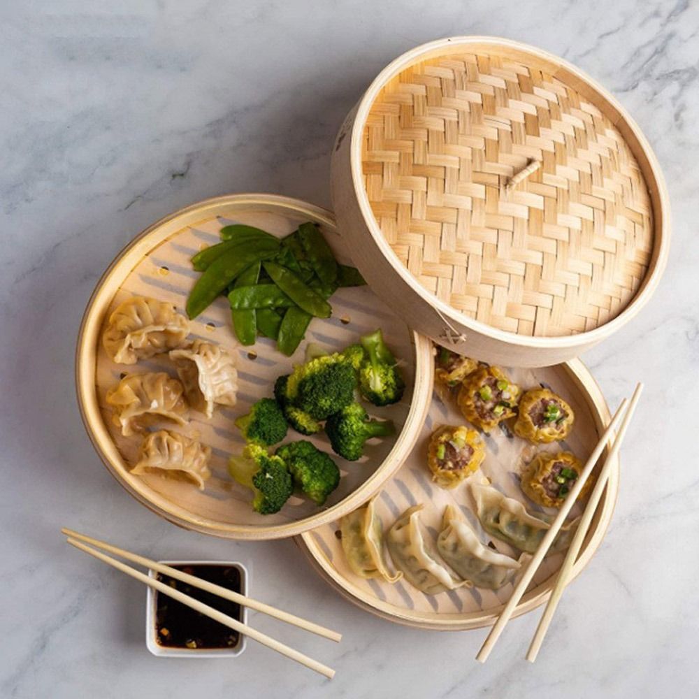 Bamboo Steamer Basket with Lid - Bao Steamer Bamboo のレビューと価格