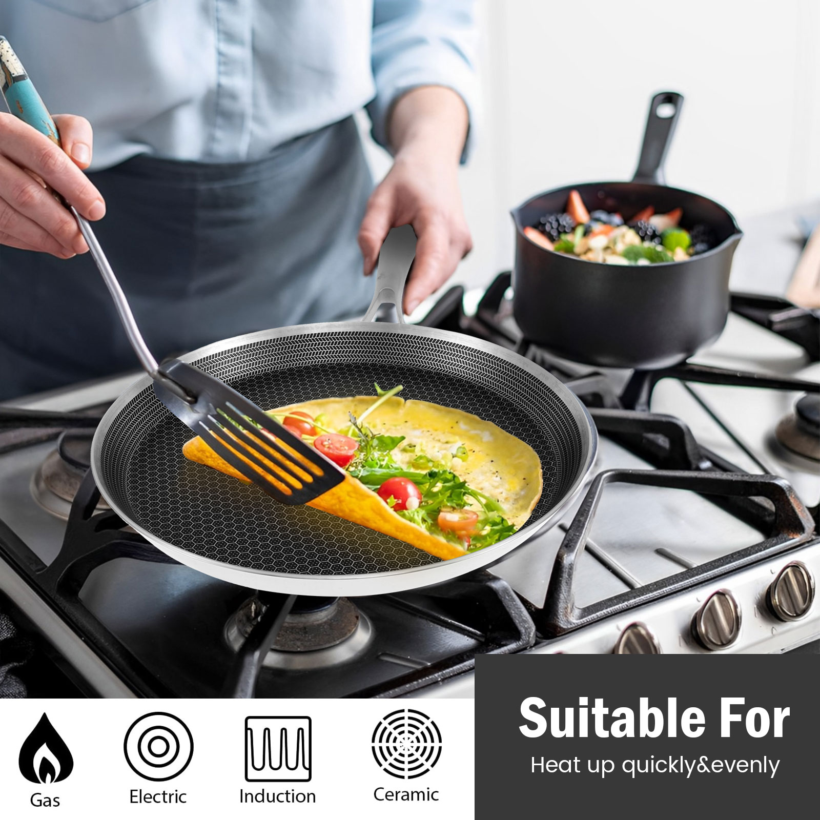 Stainless Steel Frying Pan Non - Danish Pancake Pan のレビューと価格