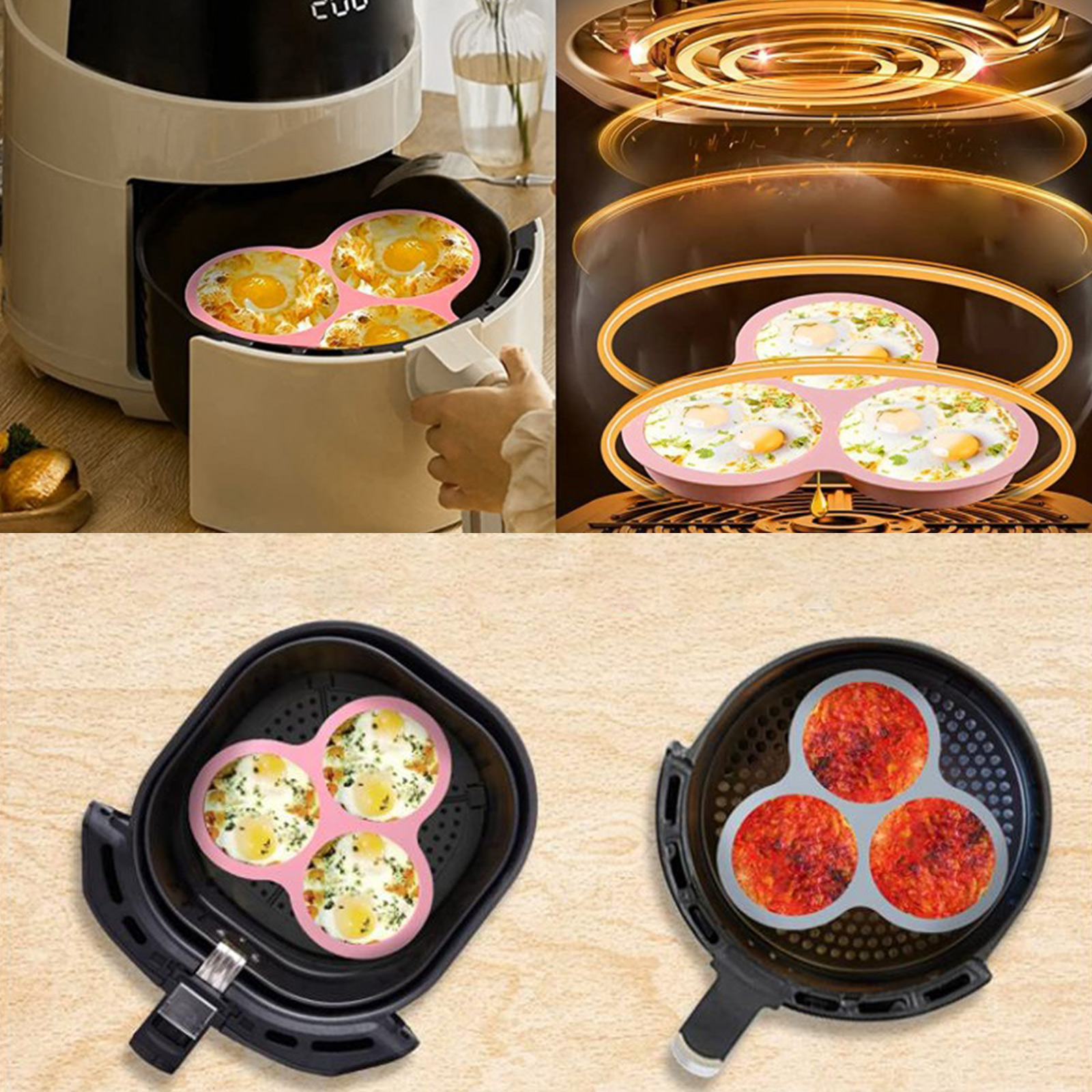1/2pcs Silicone Air Fryer Egg  - Egg Waffle Pan のレビューと価格