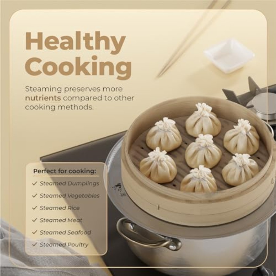 Bamboo Steamer Basket - 2-Tier - Bao Steamer Bamboo のレビューと価格