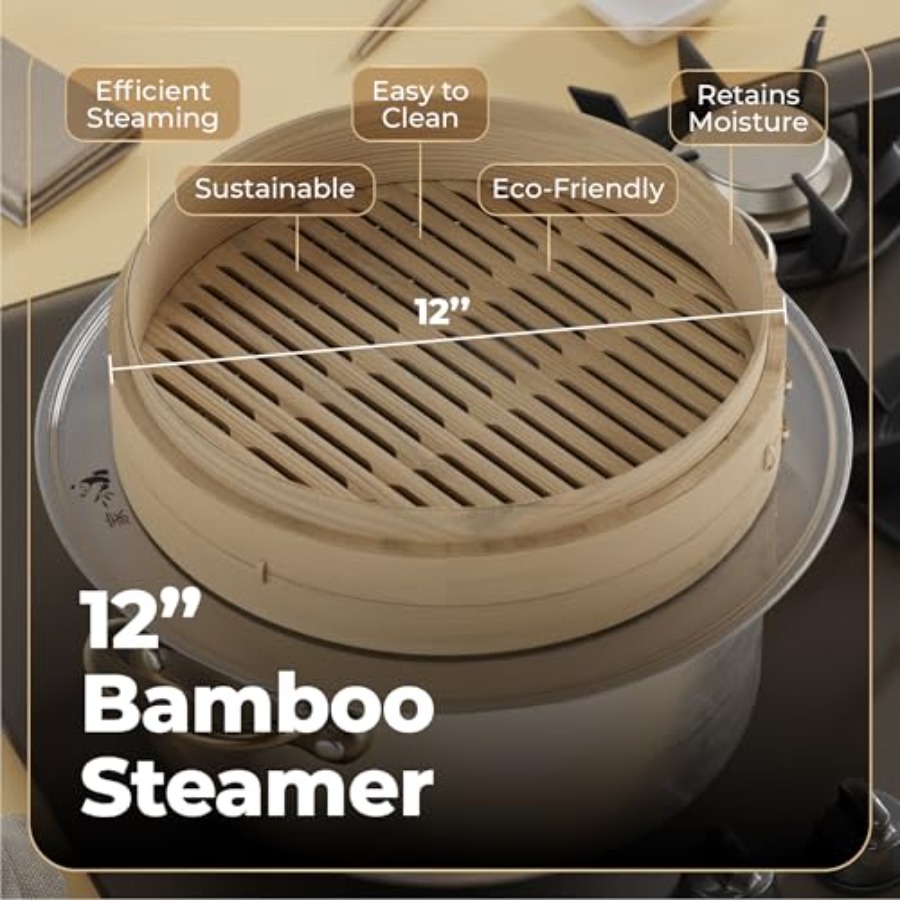 Bamboo Steamer Basket - 2-Tier - Bao Steamer Bamboo のレビューと価格
