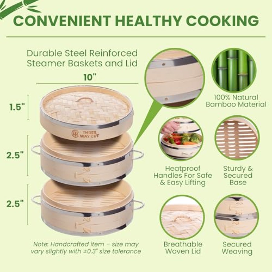 2-tier 10 Bamboo Steamer with  - Bao Steamer Bamboo のレビューと価格