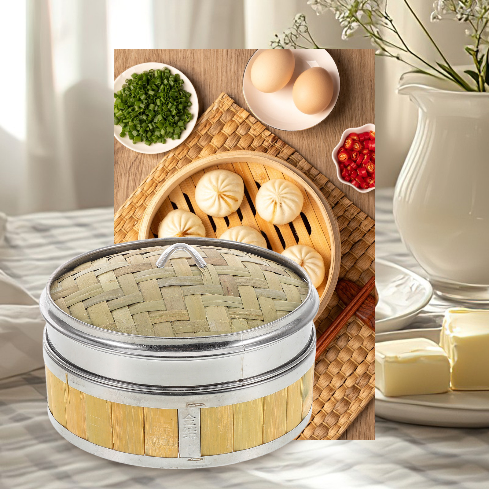 Bamboo Steamer Basket 18Cm Woo - Bao Steamer Bamboo のレビューと価格