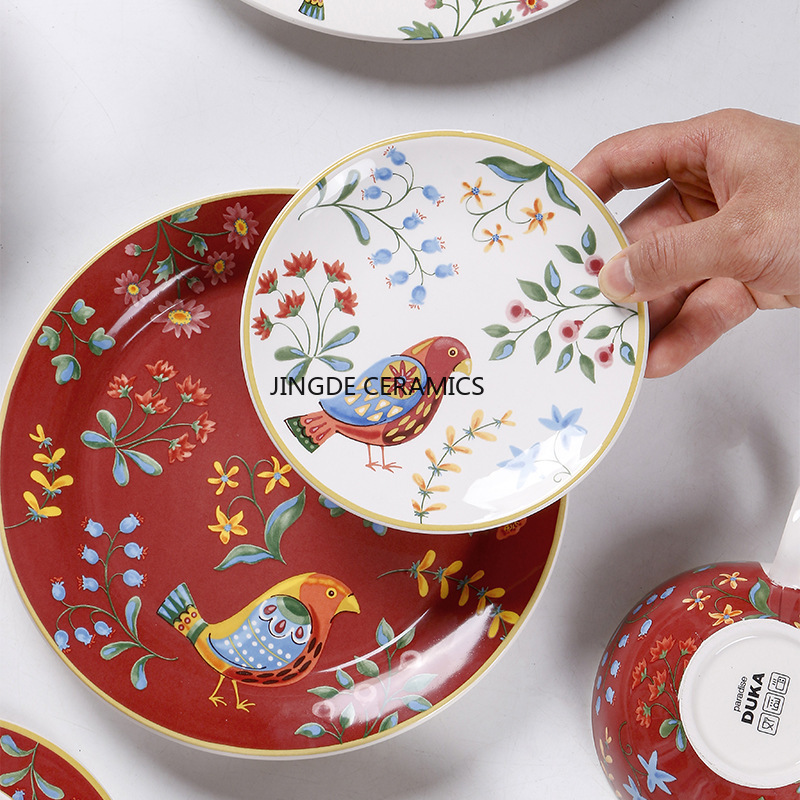 1pc European Ceramic Red Flowe - Dim Sum Basket のレビューと価格