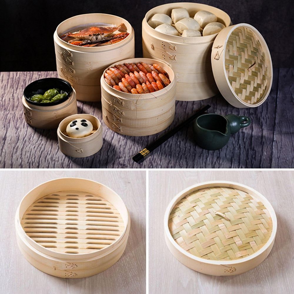 Bamboo Steamer Basket with Lid - Bao Steamer Bamboo のレビューと価格